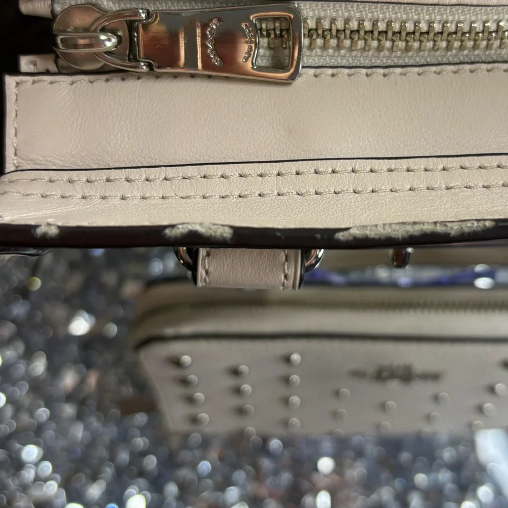 Coach Cream Studded Satchel with Matching Wallet